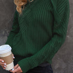Black Strapped Cut out Shoulder Turtleneck Sweater