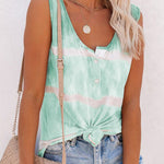 Green Tie-dye Print Tank Top