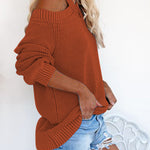 Blue Cool Breeze Cotton Cold Shoulder Sweater