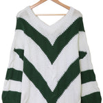 Black Color Block Drop Shoulder Oversize Sweater