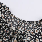 Khaki V-neck Short Sleeve Fashion Print Fantasy Fluttering Blouse