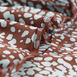 Khaki V-neck Short Sleeve Fashion Print Fantasy Fluttering Blouse