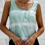 Green Tie-dye Print Tank Top