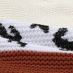 Orange Turtleneck Splicing Chunky Knit Pullover Sweater