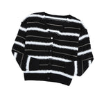 Apricot V Neck Stripes Colorblock Button Cardigan