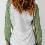 Leopard Print Patchwork Mesh Long Sleeve Top