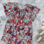 Khaki V-neck Short Sleeve Fashion Print Fantasy Fluttering Blouse