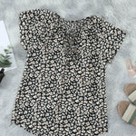 Khaki V-neck Short Sleeve Fashion Print Fantasy Fluttering Blouse