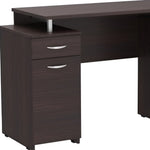 Espresso Finish Wood Computer Desk with Four Drawers