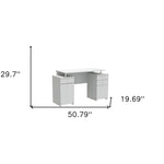 White Finish Wood Computer Desk with Four Drawers