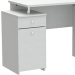 White Finish Wood Computer Desk with Four Drawers