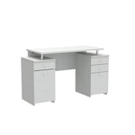 White Finish Wood Computer Desk with Four Drawers