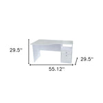 White Finish Wood Curved Top Writing Desk