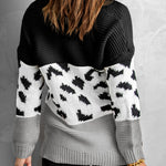 Orange Turtleneck Splicing Chunky Knit Pullover Sweater