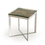 22inches Mosaic Wood  Steel  and Glass End Table