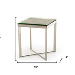 22inches Mosaic Wood  Steel  and Glass End Table
