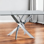 30inches Glass and Steel Rectangular Dining Table