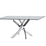 30inches Glass and Steel Rectangular Dining Table