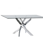 30inches Glass and Steel Rectangular Dining Table
