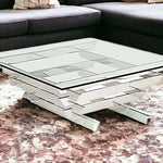 15inches Glass and Stainless Steel Square Coffee Table