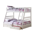 79inches X 57inches X 65inches White Pine Wood Twin Over Full Bunk Bed
