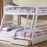 79inches X 57inches X 65inches White Pine Wood Twin Over Full Bunk Bed