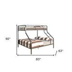 83inches X 63inches X 60inches Gunmetal Twin XL Over Queen Bunk Bed