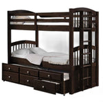 80inches X 41inches X 71inches Espresso Twin Over Twin Bunk Bed And Trundle With 3 Drawers