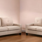 71inches Beige Linen Platinum  Sofa And Loveseat