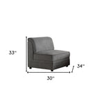 30inches X 34inches X 33inches Gray Velvet Reversible Armless Chair