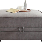 30inches X 34inches X 19inches Gray Velvet Ottoman With Storage