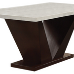 Contemporary White Marble And Walnut Dining Table