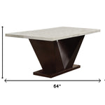 Contemporary White Marble And Walnut Dining Table