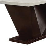 Contemporary White Marble And Walnut Dining Table