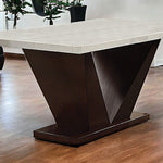 Contemporary White Marble And Walnut Dining Table