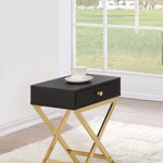 Sleek White and Brass End or Side Table