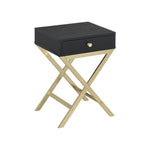 Sleek White and Brass End or Side Table