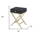 Sleek White and Brass End or Side Table