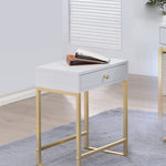 Sleek White and Brass End or Side Table