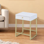 Sleek White and Brass End or Side Table