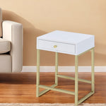 Sleek White and Brass End or Side Table