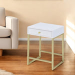 Sleek White and Brass End or Side Table