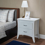 White Wooden 2 Drawer Nightstand