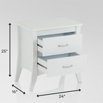 White Wooden 2 Drawer Nightstand