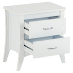 White Wooden 2 Drawer Nightstand