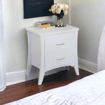 White Wooden 2 Drawer Nightstand