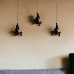 Set of 3 Black Climbing Man Wall Decor