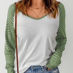Leopard Print Patchwork Mesh Long Sleeve Top