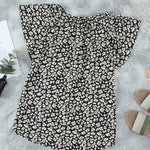 Khaki V-neck Short Sleeve Fashion Print Fantasy Fluttering Blouse