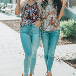 Khaki V-neck Short Sleeve Fashion Print Fantasy Fluttering Blouse